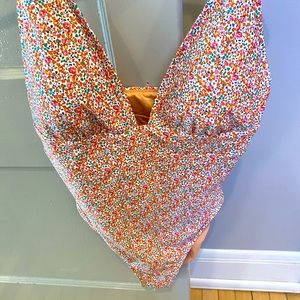 J. Crew Floral One-Piece Swimsuit in Orange, Pink, Green
